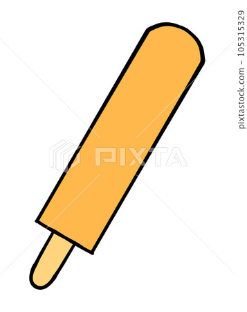 Illustration material of a simple thin orange flavored popsicle with main line Illustration material of a simple thin orange flavored popsicle with main line 105315329