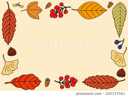 秋天下落的葉子和橡子框架 秋天下落的葉子和橡子框架 105315561