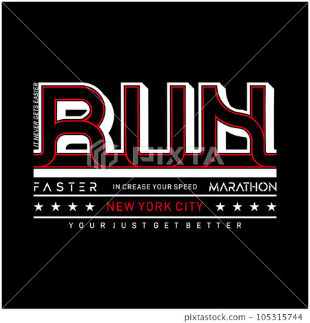 Vector illustration on a theme of marathon and running in New York City, Brooklyn. Sport typography, t-shirt graphics vector illustration Vector illustration on a theme of marathon and running in New York City, Brooklyn. Sport typography, t-shirt graphics vector illustration 105315744