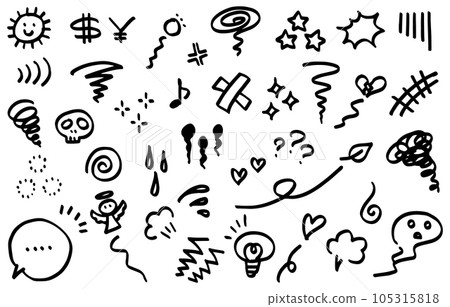 手寫的情感表達符號圖標集（單色） 105315818