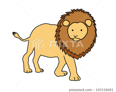 Full-body illustration of a sideways lion 105316081