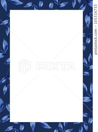 Indigo floral frame watercolor png Indigo floral frame watercolor png 105316733