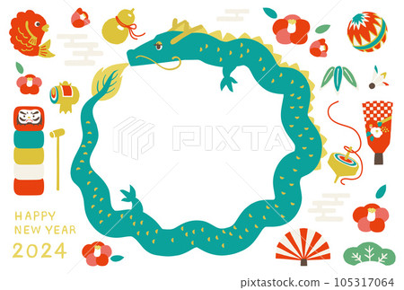 2024年龍年賀卡相框日本龍圖案 105317064