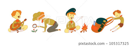 Cute Boy and Girl as Junior Scout Vector Set Cute Boy and Girl as Junior Scout Vector Set 105317325