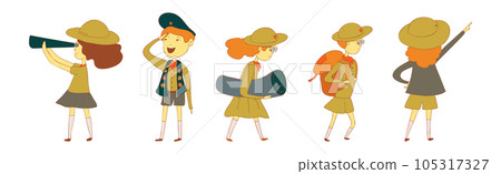 Cute Boy and Girl as Junior Scout Vector Set Cute Boy and Girl as Junior Scout Vector Set 105317327