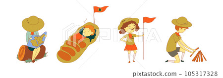 Cute Boy and Girl as Junior Scout Vector Set Cute Boy and Girl as Junior Scout Vector Set 105317328