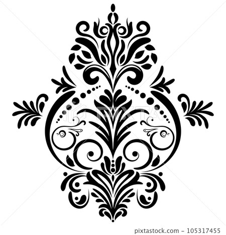 Vintage damask baroque ornament with floral retro antique style. Isolated element for wedding decoration. 105317455