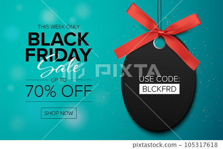Black Friday sale banner design with black label tag 105317618