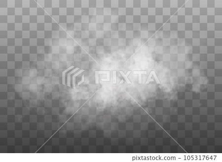 White smoke cloud isolated on transparent background. Vector smoke or fog White smoke cloud isolated on transparent background. Vector smoke or fog 105317647