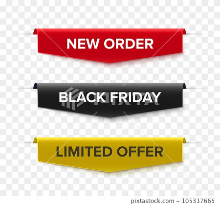 Labels set. Red, black and golden sale tags. Vector illustration Labels set. Red, black and golden sale tags. Vector illustration 105317665