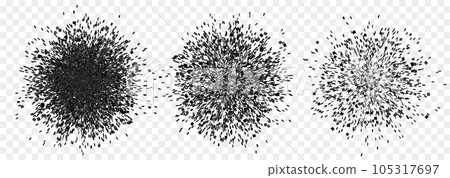 Set of exploded particles in black. Vector shatter explosion Set of exploded particles in black. Vector shatter explosion 105317697