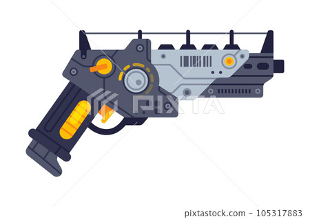 Fantastic Weapon and Raygun as Destructive Energy Gun Vector Illustration 105317883