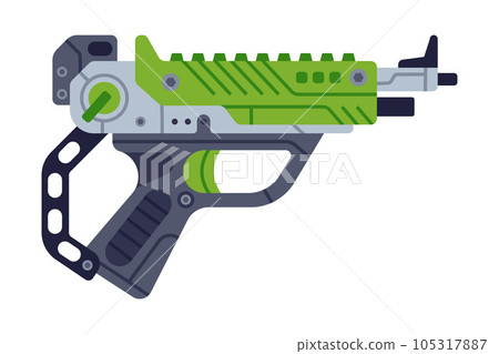 Fantastic Weapon and Raygun as Destructive Energy Gun Vector Illustration Fantastic Weapon and Raygun as Destructive Energy Gun Vector Illustration 105317887