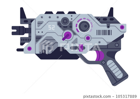 Fantastic Weapon and Raygun as Destructive Energy Gun Vector Illustration Fantastic Weapon and Raygun as Destructive Energy Gun Vector Illustration 105317889