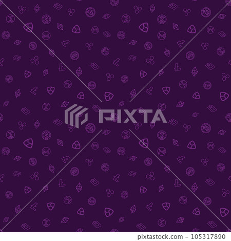 Cryptocurrency financial Items. Seamless pattern. Vector background. Cryptocurrency financial Items. Seamless pattern. Vector background. 105317890