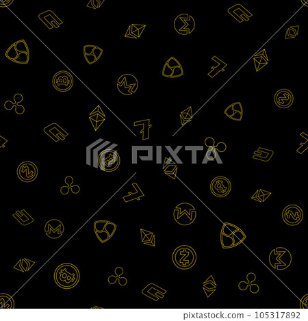 Cryptocurrency financial Items. Seamless pattern. Vector background. Cryptocurrency financial Items. Seamless pattern. Vector background. 105317892