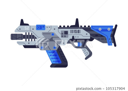 Fantastic Weapon and Raygun as Destructive Energy Gun Vector Illustration Fantastic Weapon and Raygun as Destructive Energy Gun Vector Illustration 105317904