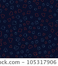 Symbols of Suits Card Seamless Pattern Background. Gambling hand drawn. 105317906