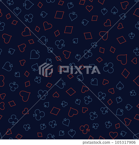 Symbols of Suits Card Seamless Pattern Background. Gambling hand drawn. Symbols of Suits Card Seamless Pattern Background. Gambling hand drawn. 105317906