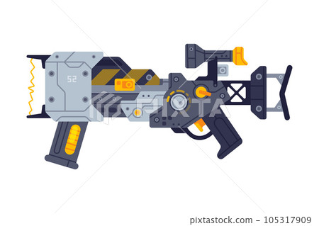 Fantastic Weapon and Raygun as Destructive Energy Gun Vector Illustration Fantastic Weapon and Raygun as Destructive Energy Gun Vector Illustration 105317909