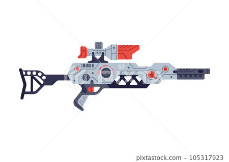 Fantastic Weapon and Raygun as Destructive Energy Gun Vector Illustration Fantastic Weapon and Raygun as Destructive Energy Gun Vector Illustration 105317923