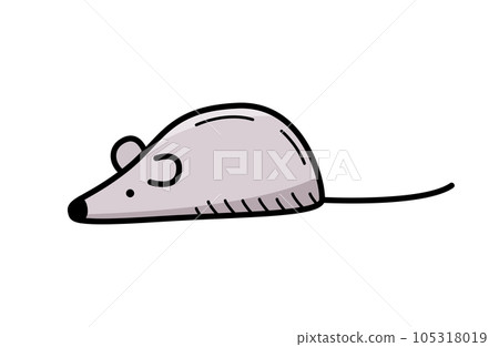 Mouse icon doodle. Vector illustration of a mouse or a toy for a cat. Isolate on white. Mouse icon doodle. Vector illustration of a mouse or a toy for a cat. Isolate on white. 105318019