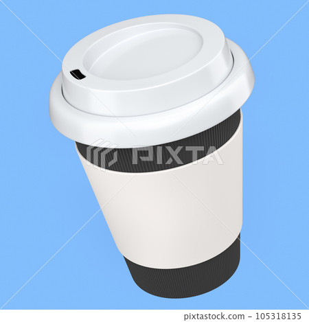 Paper coffee cup for cappuccino, americano, espresso, mocha, latte on blue Paper coffee cup for cappuccino, americano, espresso, mocha, latte on blue 105318135
