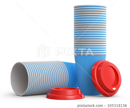 Set of paper coffee cups for cappuccino, americano, espresso, mocha, latte Set of paper coffee cups for cappuccino, americano, espresso, mocha, latte 105318136