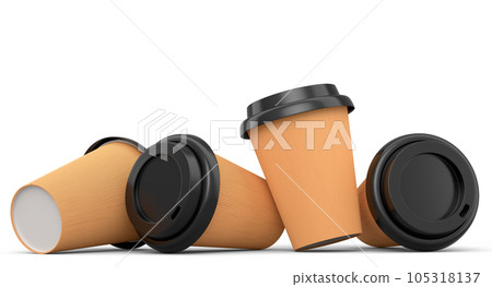 Set of paper coffee cups for cappuccino, americano, espresso, mocha, latte 105318137