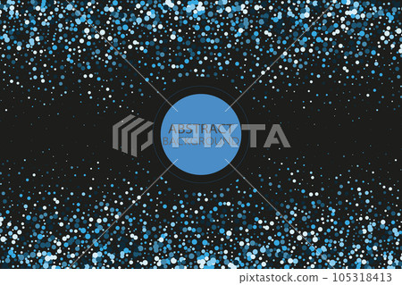 Abstract geometric background with blue confetti circles scattered on black background Abstract geometric background with blue confetti circles scattered on black background 105318413