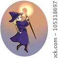 Wizard casting magic with a staff 105318697