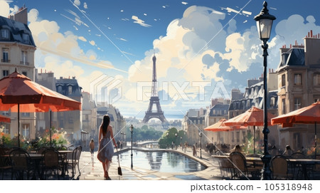Woman exploring the streets of Paris 105318948