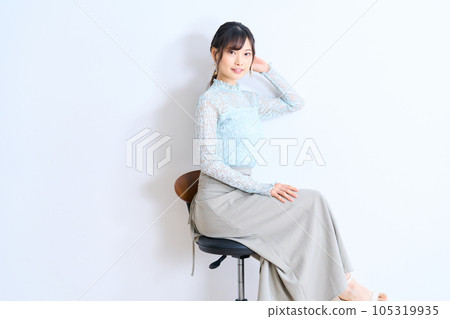 Young women in plain clothes see-through fashion Young women in plain clothes see-through fashion 105319935