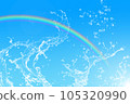 藍天上的彩虹和濺起的水花 105320990