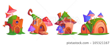 Cartoon set of cute fairytale houses 105321167