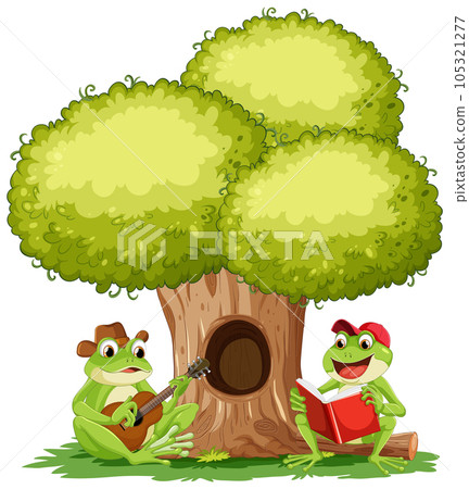 Frogs Sitting Under Tree Frogs Sitting Under Tree 105321277
