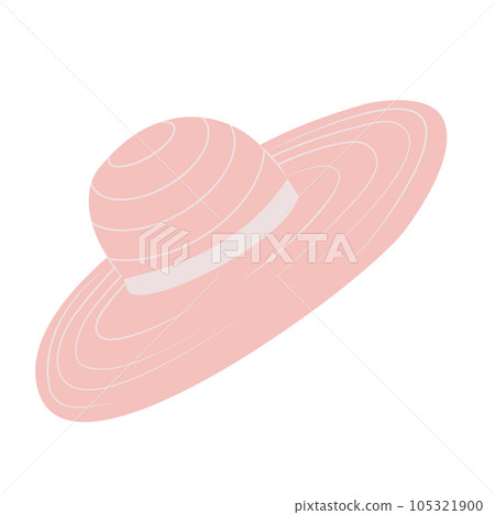 Pink trendy hat in flat style, barbiecore aesthetic. Vector sketch illustration isolated on white background. Cute design elements. 105321900