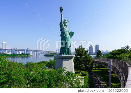 The Statue of Liberty, also known as the Goddess of Daiba, from the observation deck of Odaiba Kaihin Park The Statue of Liberty, also known as the Goddess of Daiba, from the observation deck of Odaiba Kaihin Park 105322003