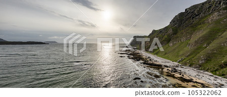 Aerial view of the Five Fingers Strand in County Donegal, Ireland 105322062