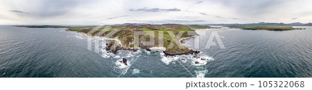 Aerial view of the Five Fingers Strand in County Donegal, Ireland 105322068