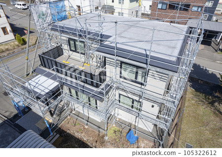 Appearance of a house under renovation (aerial photography) Appearance of a house under renovation (aerial photography) 105322612