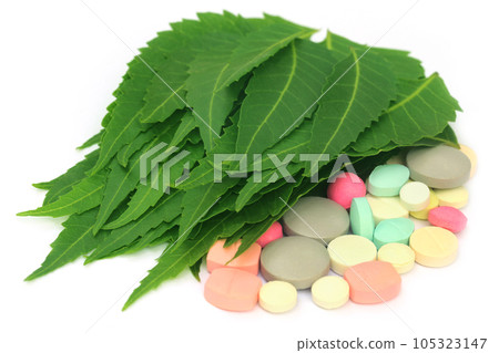 Pills made from medicinal neem leaves Pills made from medicinal neem leaves 105323147