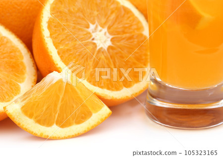 Oranges with glass of juice Oranges with glass of juice 105323165