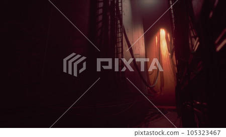 Electric wires in the tunnel with light 105323467