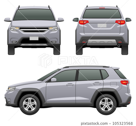 Illustration of a car seen from 3 directions (M size SUV) Illustration of a car seen from 3 directions (M size SUV) 105323568