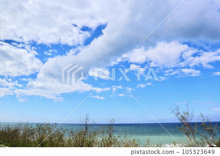 夏天湛藍天空 白色雲海 自然 樹 大海 105323649
