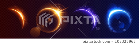Moon eclipse light flare horizon space background 105323965