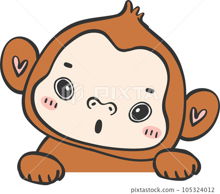 Baby happy innocence Monkey Cartoon Animal. Cheerful and Cute Wildlife Character 105324012