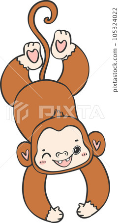 Baby happy innocence Monkey Cartoon Animal. Cheerful and Cute Wildlife Character 105324022