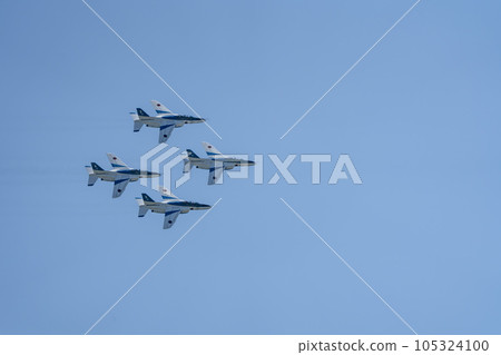 Blue Impulse from Matsushima Air Base flying in the blue sky Higashi Matsushima City, Miyagi Prefecture 105324100